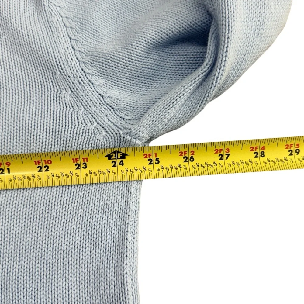 Gap Sweater Crew Neck Wide Ribbed Hem Cuffs Women Sz Small Side Slit Light Blue - Picture 9 of 10